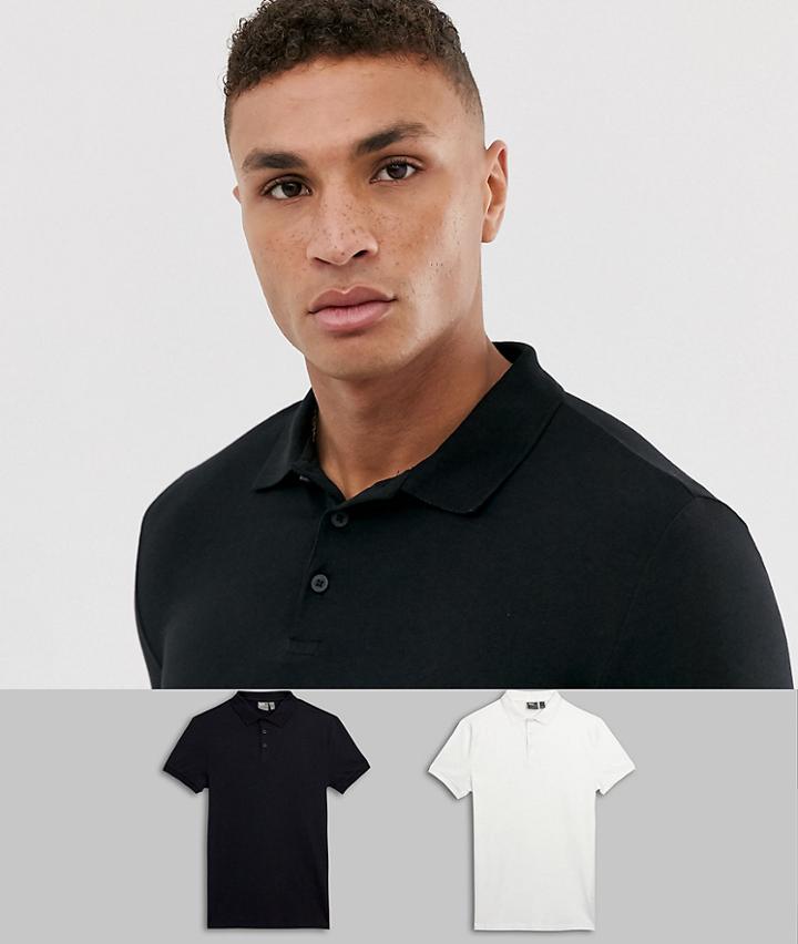 Asos Design 2 Pack Muscle Fit Polo Save - Multi