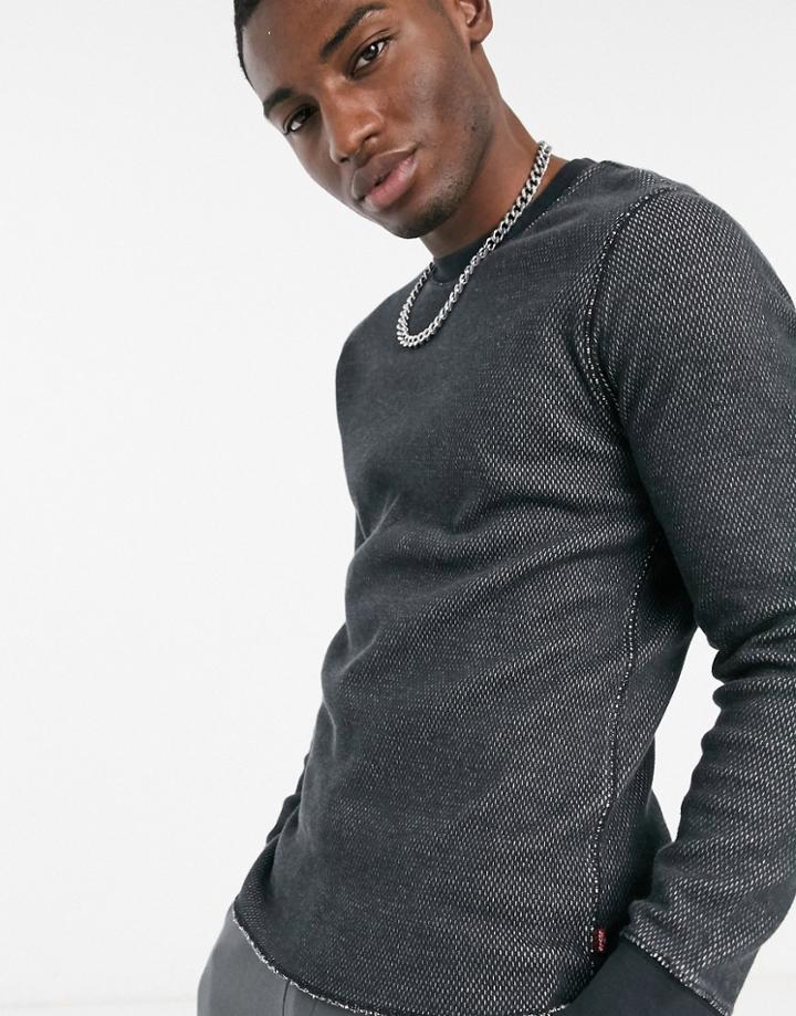 Levi's Thermal Stripe Long Sleeve Top In Stripe Black