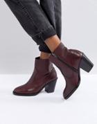 Office Angie Burgundy Heeled Ankle Boots - Red