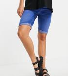 New Look Maternity Lift And Shape Over Bump Shorts In Blue-blues