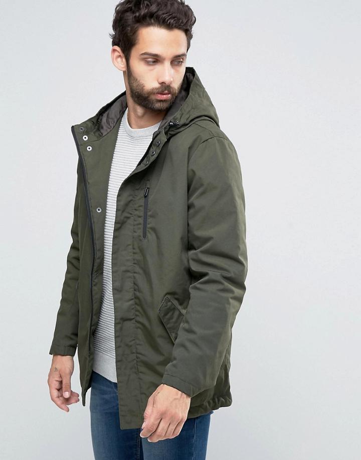 Only & Sons Quilted Parka With Fishtail - Green