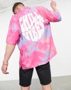 Bershka Chill Vibes Shirt In Tie Dye-pink
