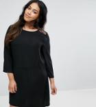 Yumi Plus Swing Dress With Lace Insert And Flare Sleeves - Black