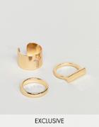 Designb Gold Rings In 3 Pack Exclusive To Asos - Gold