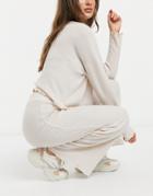 New Look Lounge Co-ord Waffle Knit Pant In Cream-white