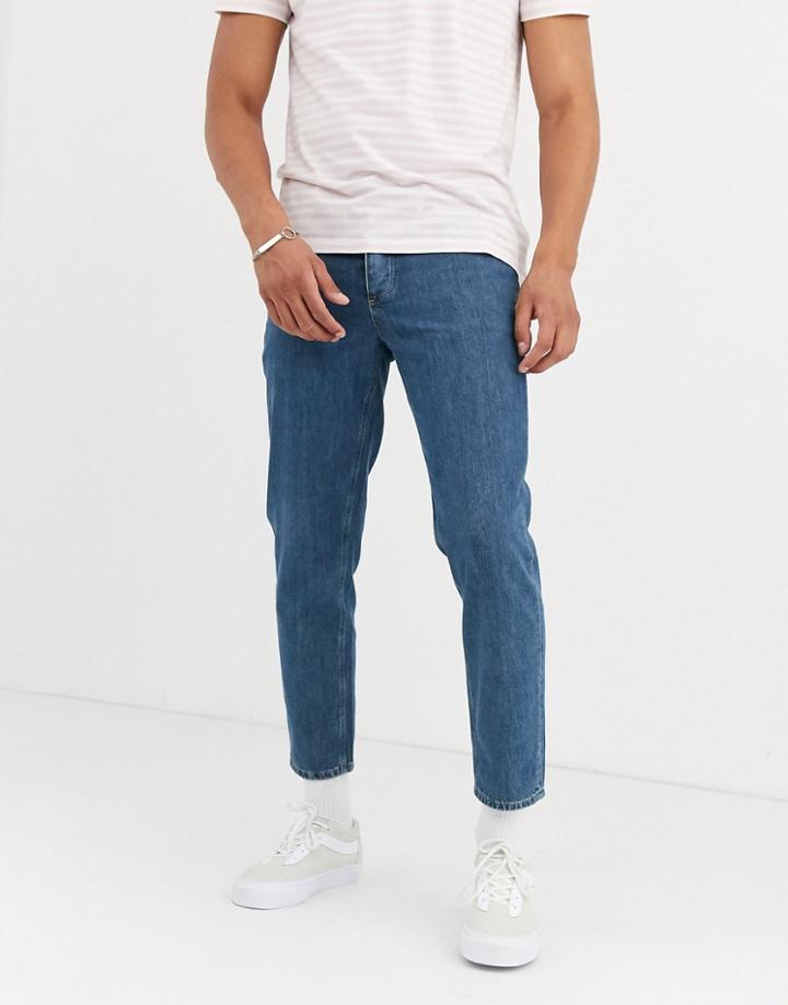 Asos Design Classic Rigid Jeans In Tint Mid Wash Blue