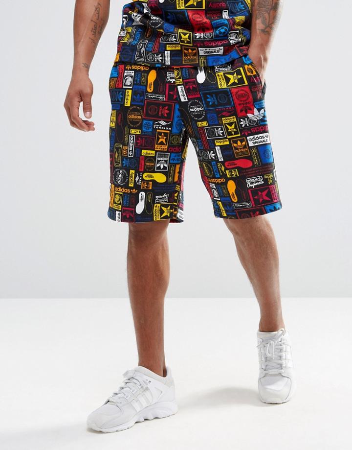 Adidas Originals Multicolour Logo Shorts Az1098 - Black
