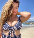 Asos Design Curved Tie Front Crop Bikini Top In Smudged Animal Print-multi