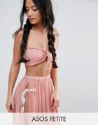 Asos Petite Beach Bandeau Top With Twist Front Co-ord - Black