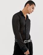 Asos Design Slim Fit Mesh Shirt In Black
