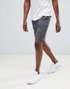Asos Design Jersey Skinny Shorts In Charcoal - Gray