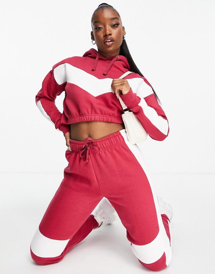 Pindydoll Hoodie And Sweatpants Set With Chevron In Red