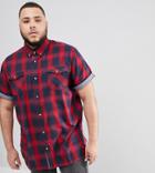 Duke Plus Short Sleeve Shirt In Red Check With Pockets - Red