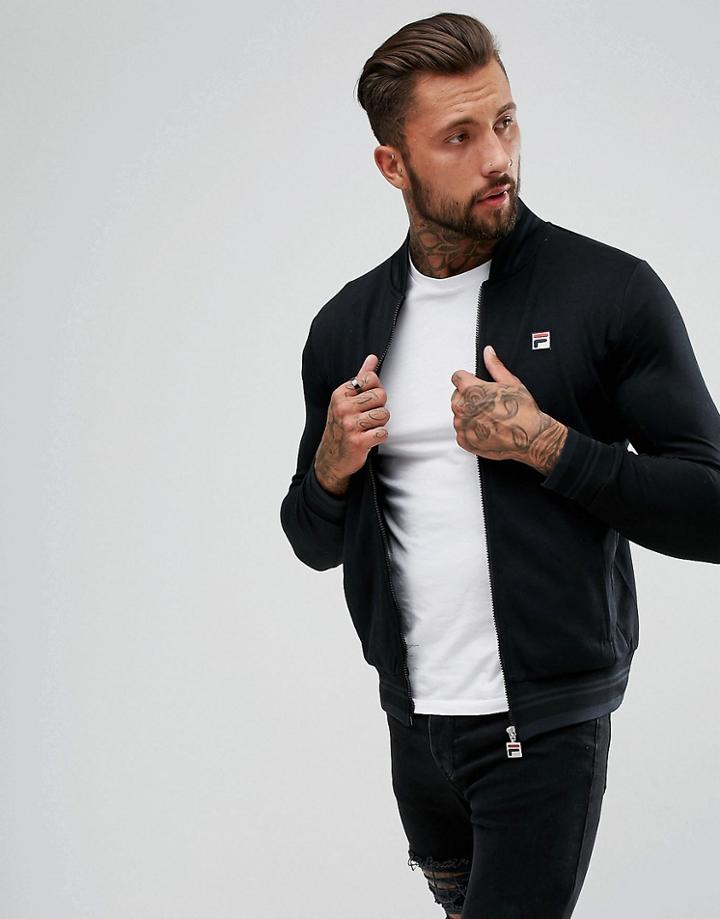 Fila Vintage Track Jacket With Retro Collar - Black