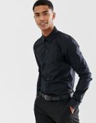New Look Muscle Fit Poplin Shirt In Black - Black