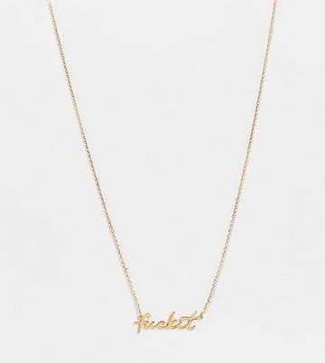 Hoops + Chains Ldn Necklace With 'fuck It' Slogan In 18kt Waterproof Gold Plate