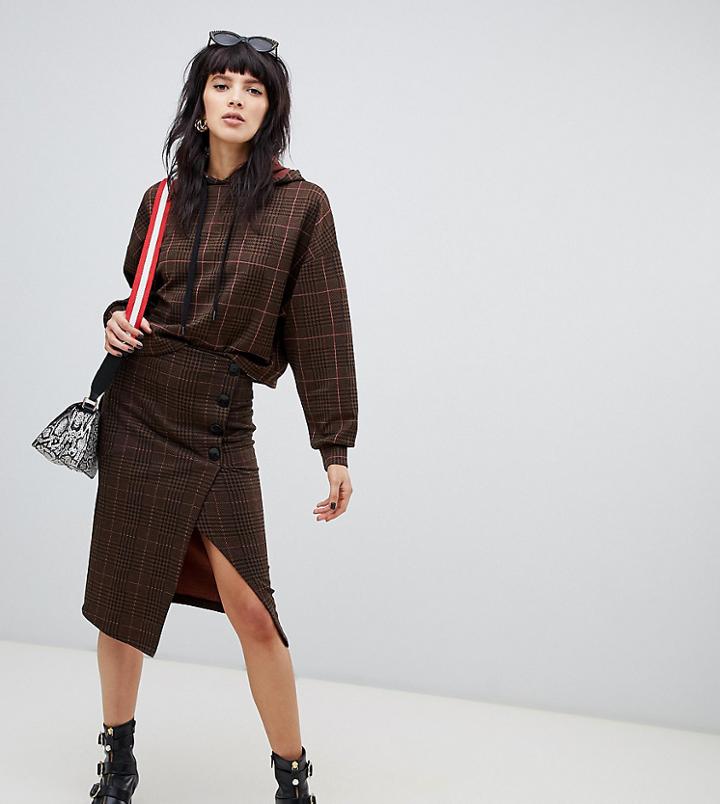 Stradivarius Check Print Pencil Skirt