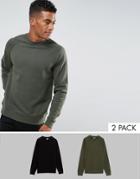 Asos Sweatshirt 2 Pack Khaki/black Save - Multi