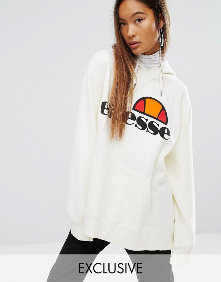 Ellesse Extreme Oversized Hoodie With Washed Logo - Cream