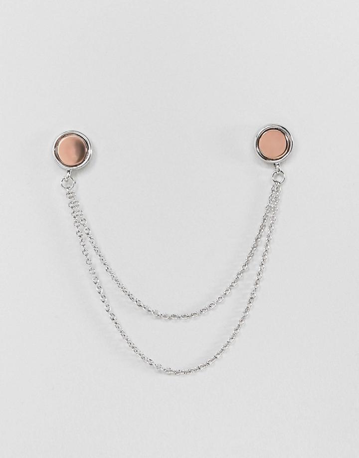 Aetherston Collar Tips In Antique Silver With Rose Gold Finish - Silver