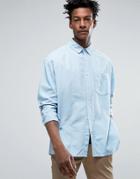 Asos Oversized Casual Washed Oxford Shirt In Blue - Navy