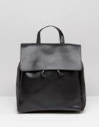 Pieces Minimal Fold Top Backpack - Black