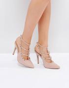 New Look Studded Strappy Heeled Shoe - Beige