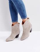 Hudson London Karyn Taupe Suede Mid Heeled Ankle Boots - Beige