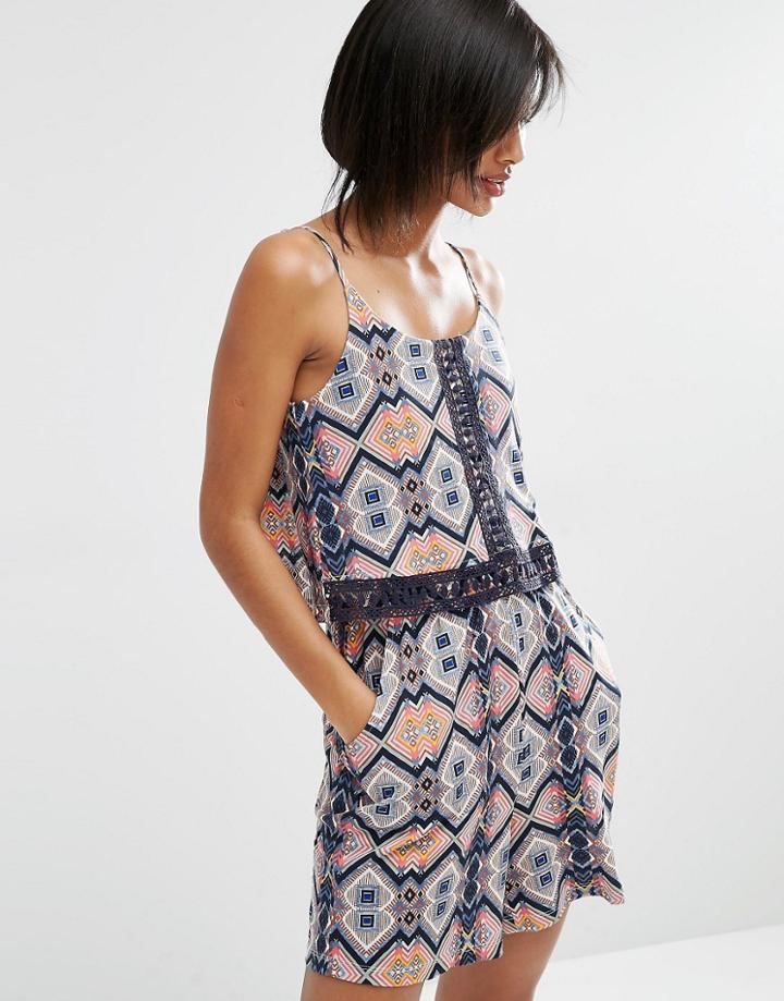 Vero Moda Double Layer Tile Print Romper - Multi