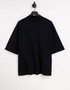 Asos Design Oversized T-shirt With Turtle Neck In Black