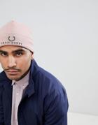 Fred Perry Jersey Logo Beanie Hat In Pink - Pink
