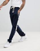 Boohooman Skinny Fit Joggers With Poppers In Navy - Navy