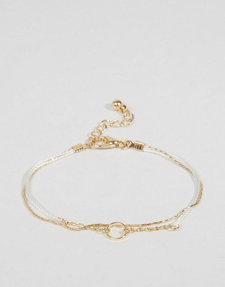 Asos Fine Cord Circle Bracelet - Gold