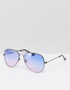 Asos Aviator Sunglasses With Purple Grad Lens - Purple