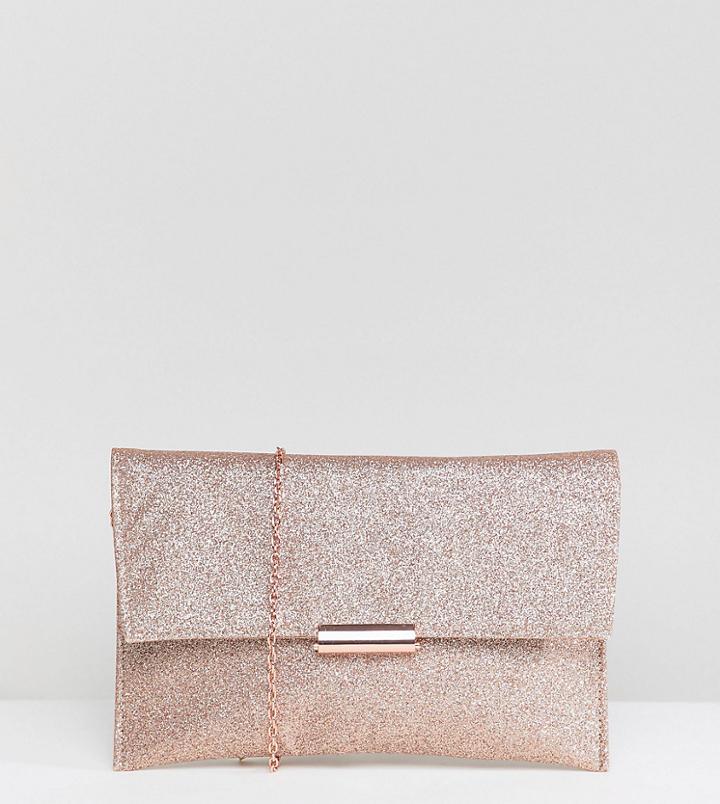 Accessorize Cyndi Rose Gold Glitter Clutch - Gold