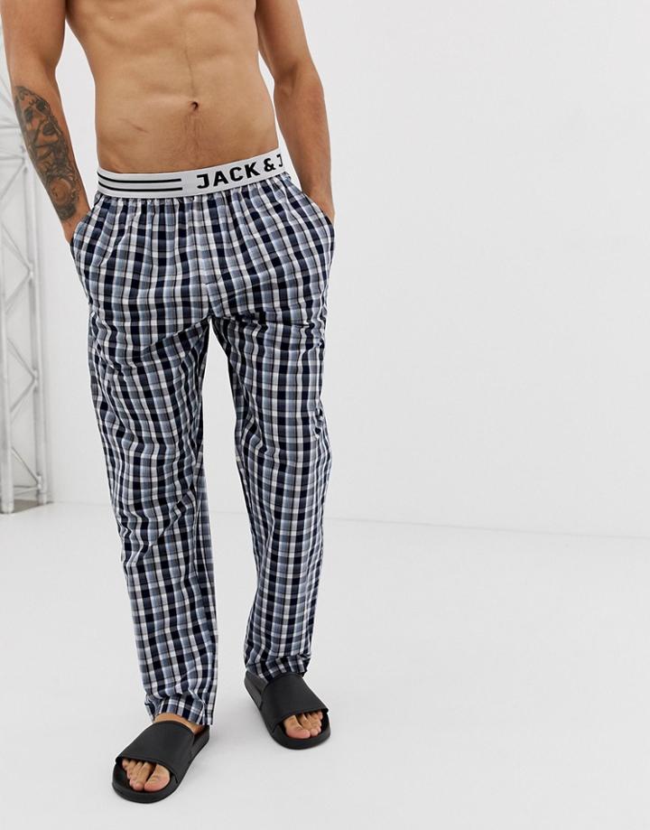 Jack & Jones Woven Check Lounge Pant-navy