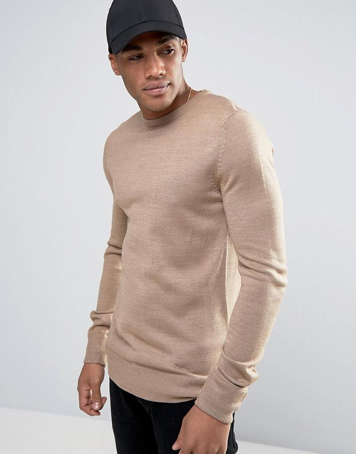 Brave Soul Basic Knit Sweater - Beige