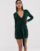 Bec & Bridge Valentine Long Sleeve Mini Dress-green