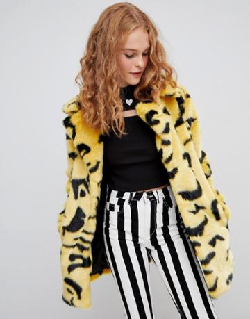 Lazy Oaf Yellow Leopard Coat - Yellow