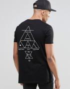 Asos Longline T-shirt With Triangle Chest And Back Print - Black