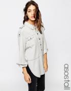 Asos Tall Denim Premium Utility Shirt In Washed Gray - Washed Gray