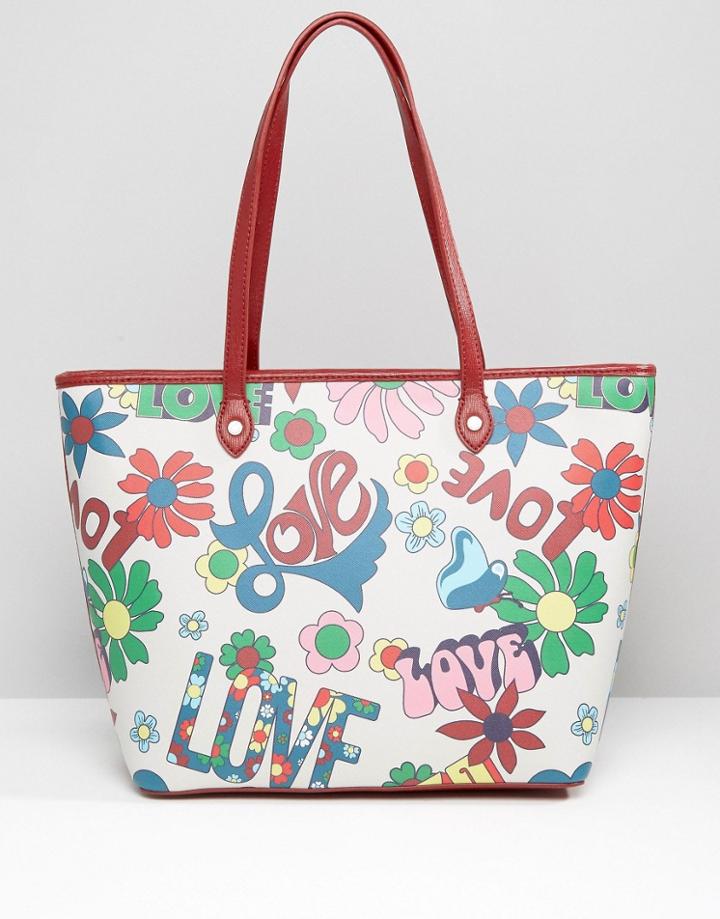 Love Moschino Printed Shopper Bag - White