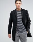 Selected Wool Mix Overcoat - Black