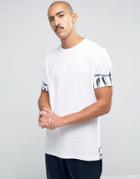 Asos Longline T-shirt With Paintbrush Text Print On Sleeves And Hem -
