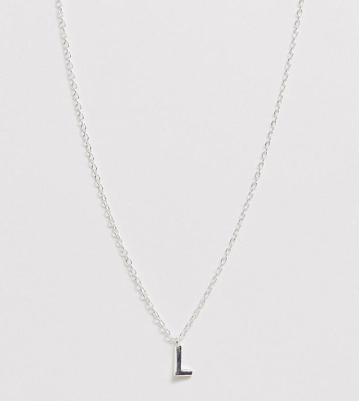 Designb London Sterling Silver L Initial Necklace - Silver