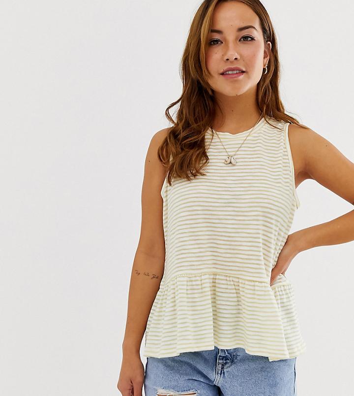Asos Design Petite Sleeveless Smock Top In Washed Stripe - Purple
