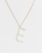 Designb London E Initial Faux Pearl Necklace-gold