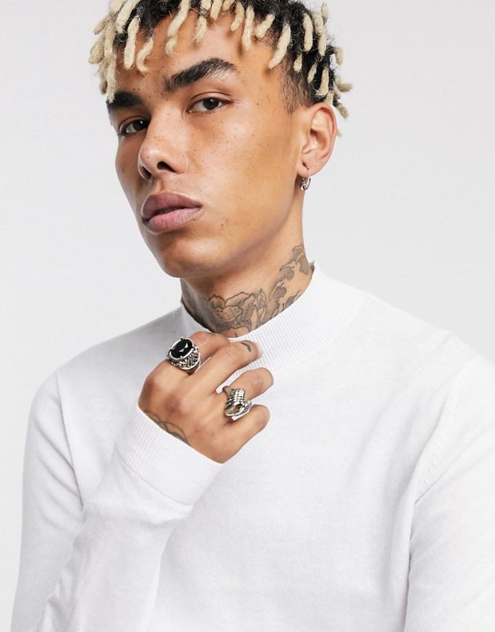 Asos Design Muscle Fit Turtleneck Sweater In White