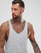 Asos Design Extreme Racer Back Tank With Raw Edge In Nepp Fabric - Gray