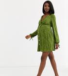 Asos Design Maternity Exclusive Zebra Burnout Mini Tea Dress-green